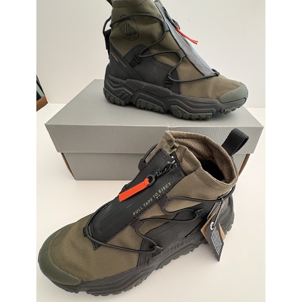 PALLADIUM OFF-GRID OLIVE NIGHT HI ZIP WP Hiking BOOTS 3.5Y or 5 Women's